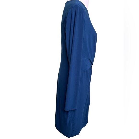 Lauren by Ralph Lauren Women's Blue Ruched Jersey Dress Size 14 - Picture 4 of 10
